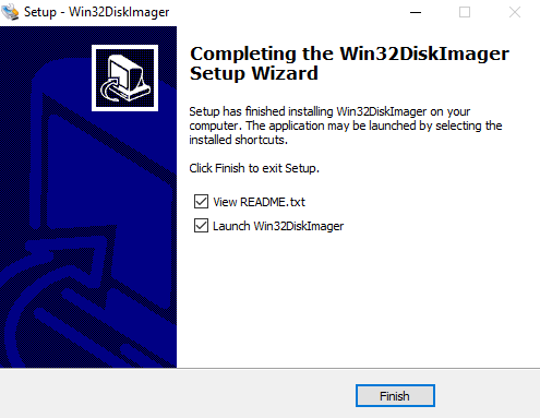 Finalizar la instalación de win32diskimager