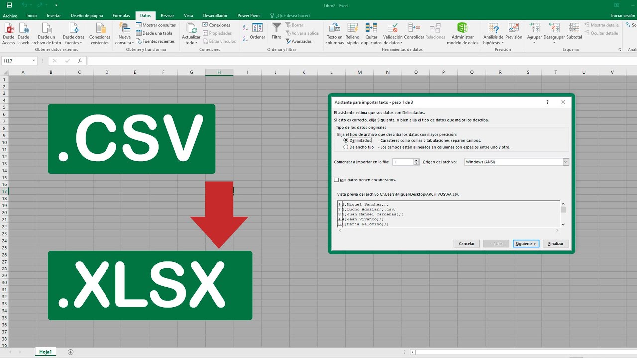 Cómo Importar Archivo CSV a Excel