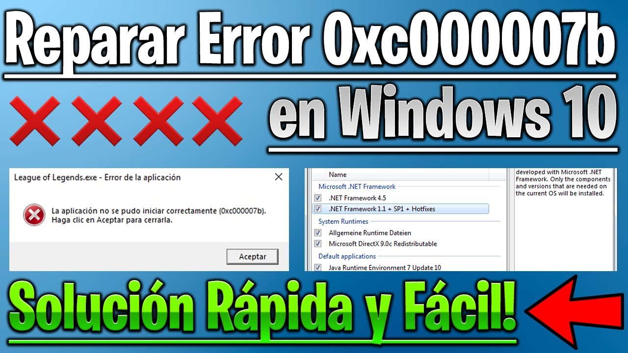 Solución error 0xc000007b en Windows 10
