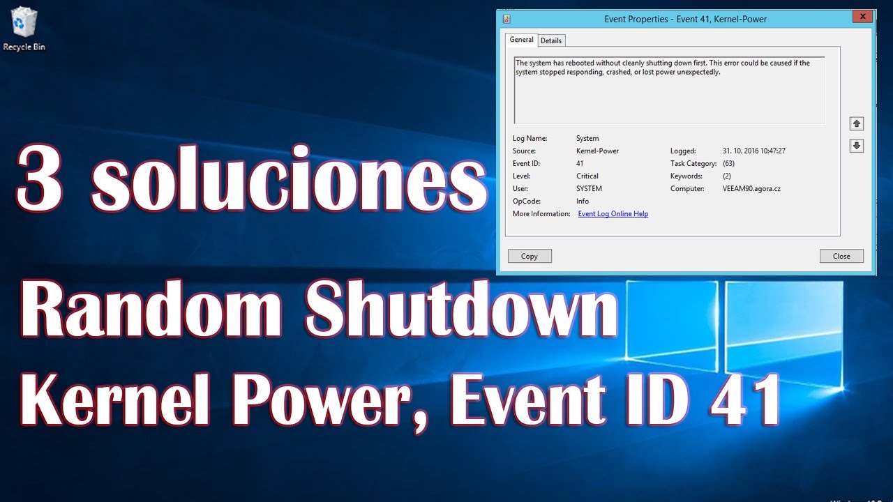 Solución: Error Kernel Power 41 Solución: Error Kernel Power 41
