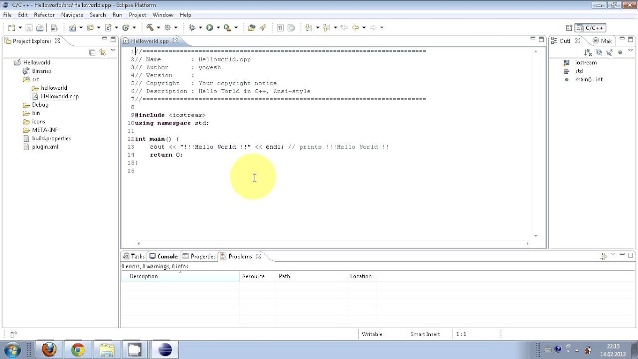 Tutorial Eclipse: Programa Hola Mundo en C++ con Eclipse CDT Tutorial Eclipse: Programa Hola Mundo en C++ con Eclipse CDT